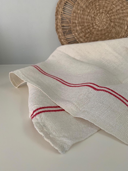 Torchon Ancien Vony – Motif Pavot Et Maïs, 100% Coton, Parfait état (Occasion)
